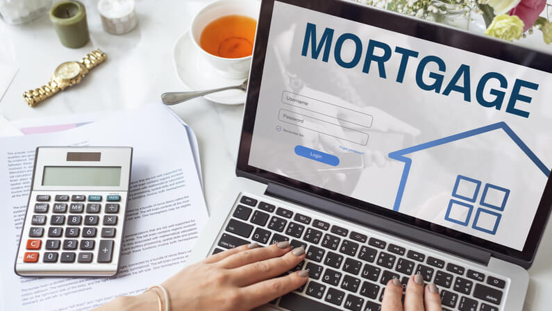 laptop on a mortgage website